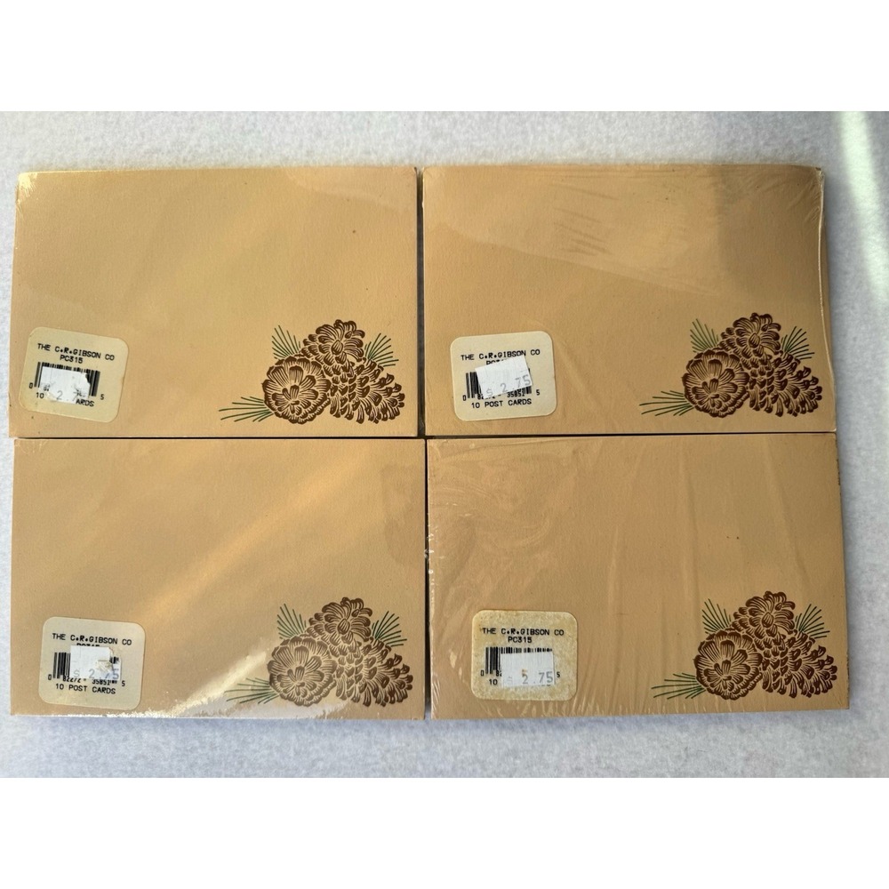 Vintage C.R. Gibson Pinecone Winter Fall Invitations Postcards 4 Packs NEW